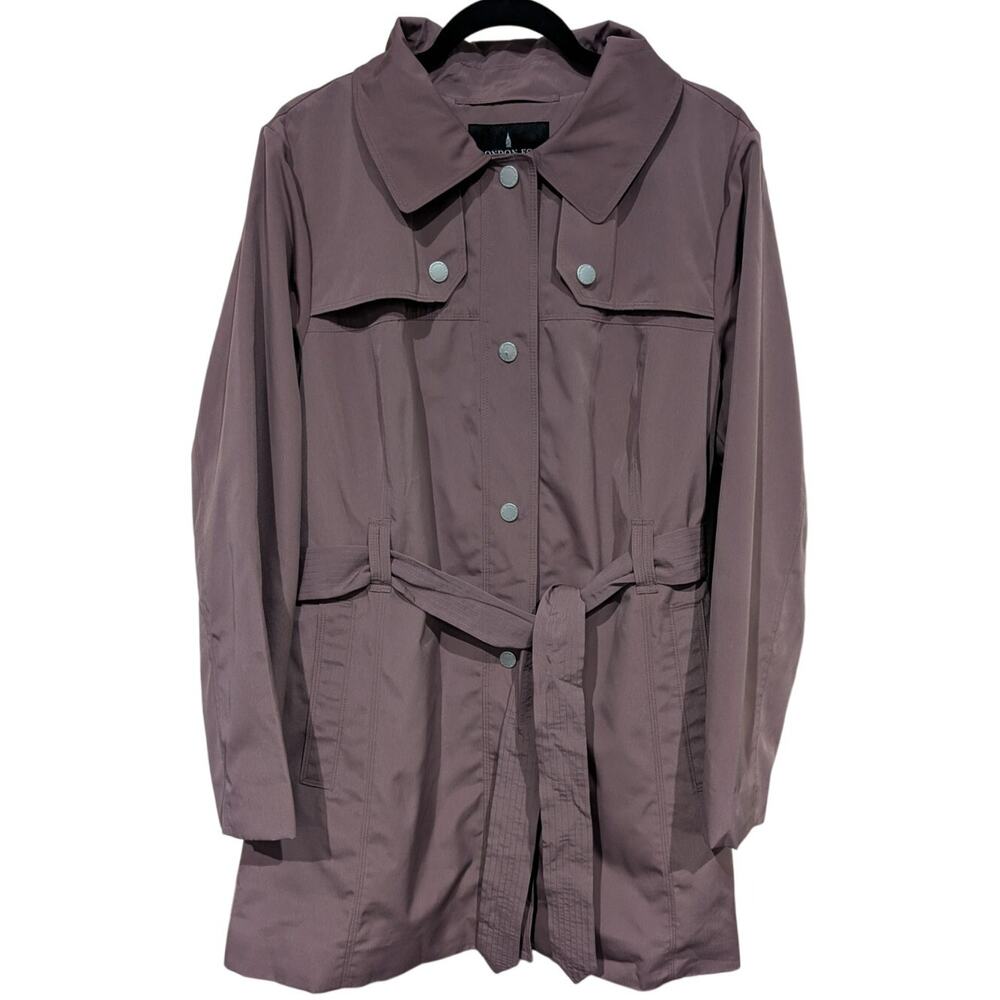 London Fog Chocolate Brown Trench Coat sz XL Adobe $240 retail Waist Tie
